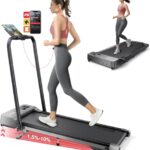 6 in 1 laufband für zuhause klappbar,Walking Pad mit Steigung 10% in 3 Stufen und Griff, Treadmill für Zuhause/Büro mit LED-Anzeige, Bis 135kg Belastbar,Fernbedienung und App,Keine Installation