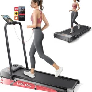 6 in 1 laufband für zuhause klappbar,Walking Pad mit Steigung 10% in 3 Stufen und Griff, Treadmill für Zuhause/Büro mit LED-Anzeige, Bis 135kg Belastbar,Fernbedienung und App,Keine Installation