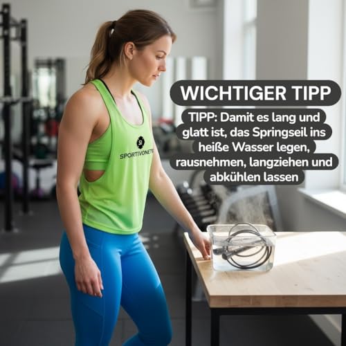 Springseil, verstellbar, blau, Fitness, Sport – Bild 3