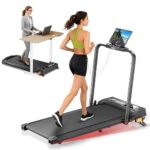 6 IN 1 Laufband für Zuhause mit Neigung bis 9%, Klappbares Laufband mit Intelligentes APP, 12km/h Walking Pad Klappbar, 2.5 PS Walking Pad Schreibtisch mit LED-Anzeige und Fernbedienung