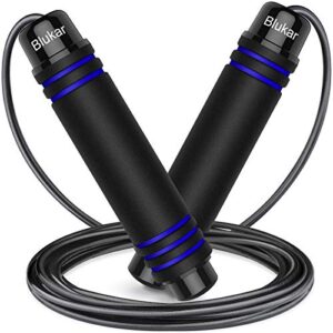 Blukar Springseil, Speed Rope Verstellbar mit Hautfreundlichen Schaum Griffe, 3 Meter Länge Einstellbar, Rutschfest und Ideal für Fitness & Ausdauer & Seilspringen, geeignet für Erwachsene