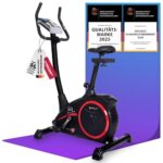 Christopeit Heimtrainer Fahrrad Ergometer AL 2 S Digital, bis 150kg, 24 Widerstandsstufen, 9kg Magnet-Bremssystem, leise, Soft-Touch-Computer, Handpulssensoren, Tablet-Halterung, Black, Kinomap