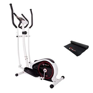 Christopeit Sport Crosstrainer CT 3 Silber inkl. Bodenschutzmatte – 8-stufiger Widerstand – Pulsfrequenz-Messung - 7kg Magnet-Bremssystem