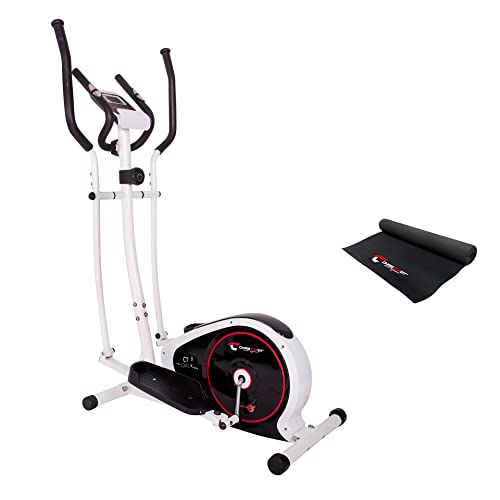 Christopeit Sport Crosstrainer CT 3 Silber inkl. Bodenschutzmatte – 8-stufiger Widerstand – Pulsfrequenz-Messung - 7kg Magnet-Bremssystem