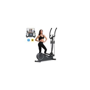 TODO 2 in 1 Crosstrainer für Zuhause mit App, Ultraleiser Magnetischer Ellipsentrainer mit 32 Widerstandsstufen, Pulssensor, Handy-und Flaschenhalter, LCD Monitor, Aerobic Elliptical Stepper