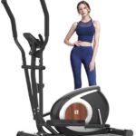 Crosstrainer für Zuhause, Ultraleiser Magnetischer Ellipsentrainer, Unterstützt Bluetooth-Fitness-App mit 16 Einstellbaren Widerstandsstufen, 6KG Schwungrad, LCD-Monitor, Geräte- und Flaschenhalter