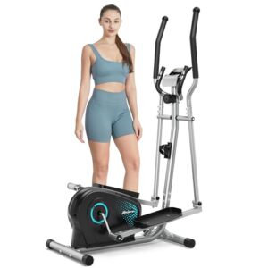 Dripex Crosstrainer für zuhause, Ultraleiser Ellipsentrainer Stepper für zuhause mit 16-stufiger Widerstand, 6KG Internes Magnetisches Schwungrad, Pulssensor, LCD Monitor, Flaschenhalter (Cyan)
