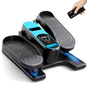 Dripex Mini Elektrischer Crosstrainer, Untertisch Ellipsentrainer für Zuhause, Beintrainer mit Pedalen für Senioren mit 60W Motor, Fernbedienung, 12 Geschwindigkeiten, 6 automatische Programme (Blau)