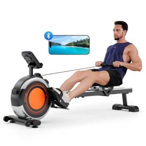Dripex Rudergerät für Zuhause, 16 Widerstandsstufen, Leises Magnetisches Rudergerät, Maximale Tragfähigkeit 160 KG, langlebige Gleitschiene, Bluetooth App unterstützt, LCD Monitor