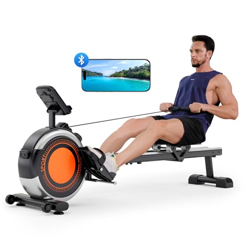 Dripex Rudergerät für Zuhause, 16 Widerstandsstufen, Leises Magnetisches Rudergerät, Maximale Tragfähigkeit 160 KG, langlebige Gleitschiene, Bluetooth App unterstützt, LCD Monitor