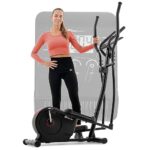 HOP Sport® Crosstrainer für Zuhause, Ultraleiser Crosstrainer mit 8-stufiger Widerstand, 9 KG Schwungrad, Magnetisch Ellipsentrainer mit LCD Trainingscomputer, Transporträder und Pulsmessung