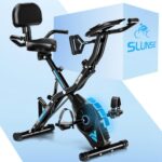 Heimtrainer Fahrrad, SLUNSE 2025 Neu Hometrainer Fahrrad mit stabilem Doppeldreieckrahmen, Klappbar Ergometer Heimtrainer mit 10dB extra Leise, Indoor Bike für Kardio-Training zu Hause, Bis 160KG