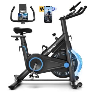 Heimtrainer Fahrrad mit App, CHAOKE Profi Ultra-Leiser Indoor-Hometrainer mit Magnetwiderstand, Ergometer Heimtrainer mit V-Stabil-Basis, Superweichem und Atmungsaktivem Sitz, Bis 160KG