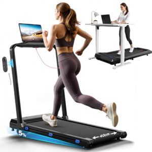 JUMMICO Laufband für Zuhause, klappbar, mit Steigung 5%, Walking Pad, unter Schreibtisch, Roller, 1-12 km/h, bis 100 kg, mit APP-Steuerung, magnetische Fernbedienung
