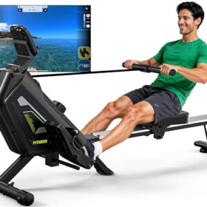 Klyzoom Rudergerät für Zuhause – 16 Widerstandsstufen, leises magnetisches Rudergerät mit APP, 160kg Tragfähigkeit, einfache Montage, kompakt & platzsparend (16 Widerstandsstufen& 160kg Tragfähigkeit)
