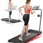 Laufband für Zuhause mit Neigung, 4 IN 1 Walking Pad, 12km/h Klappbar Laufband mit Steigung, 2.5HP Under Desk Schreibtisch Treadmill für Zuhause & Büro, Fernbedienung und App, Stummschalttaste