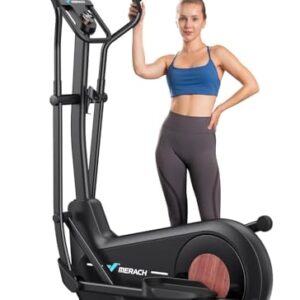 MERACH Umweltfreundlich Crosstrainer für Zuhause mit 47 cm Schrittlänge, Ultraleise Selbstgenerierender Ellipsentrainer mit Magnetwiderstand, 16 Stufen, Kompatibel mit Eigener App, bis 180kg Belastbar