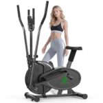 Neezee Crosstrainer für zu Hause, Kompakter 2-in-1-Ellipsentrainer Eliptica Stepper mit LCD-Monitor, Ergonomischem Sitz, Verbesserter Einstellbarer Widerstand, Maximales Gewicht 120 KG (Schwarz)