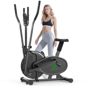 Neezee Crosstrainer für zu Hause, Kompakter 2-in-1-Ellipsentrainer Eliptica Stepper mit LCD-Monitor, Ergonomischem Sitz, Verbesserter Einstellbarer Widerstand, Maximales Gewicht 120 KG (Schwarz)