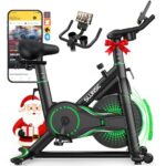 2025 Neu SLUNSE Heimtrainer Fahrrad mit App, Einstellbarer Magnetischer Widerstand Hometrainer Fahrrad, Leise & Bequem Ergometer Heimtrainer mit Hantelablage, LCD-Display, Tablet-Halterung, Bis 180KG