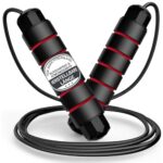 Springseil 3m Fitness Erwachsene Gewichtsverlust Schaumstoffgriffe Rot Schwarz 1 Stück