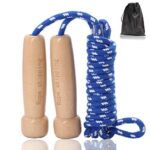 Springseil Erwachsener, Verstellbares Baumwoll Seilspringen mit Natürlichem Holzgriff Speed Jump Rope für Fettverbrennung & springen Übung & Fitness - 300CM / 9.8FT