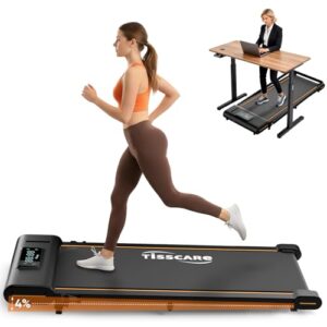 TISSCARE Laufband für Zuhause Büro, Leises Walking Pad mit Aufgerüsteter Lauffläche 140.7 cm & 55.5 cm, 4% Steigungsfunktion, 1–6 km/h, LED-Display, 130 kg Tragkraft, Unter Schreibtisch Laufband
