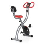 Ultrasport F-Bike Curved Heimtrainer Fahrrad Klappbar I Hometrainer Fahrrad Klappbar mit Komfort-Sattel I Ergometer Heimtrainer, Fitnessbikes, Schwarz-Rot
