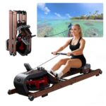 Rudergerät für Zuhause, Aeriflo W200 Hochwertiges Faltbares Wasser Rudergerät aus Massivholz, mit Professionellem Bluetooth-Monitor mit Tablet-Halter & Komfortabler Sitz