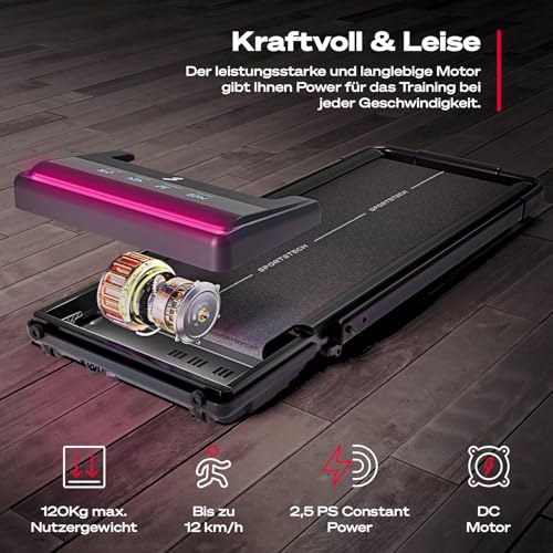 Kompakt Laufband, 6-12 km/h, App, Home Office – Bild 4