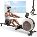 MOBI FITNESS Luka Rudergerat fur Zuhause, Intelligent Magnetisches Rudergerate mit 40 Widerstandsstufen, Max Belastbarkeit von 160 KG, Vertikale Aufbewahrung (kompatibel mit Apple Watch & APP)